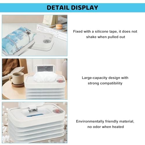 Baby Wipes Warmer - Wet Wipe Warmer for Babies with Night Light, USB Powered Wipes Heat Dispenser Box for Home Car Travel, Upgraded Folding Design for Portable & Adaptive — view 4