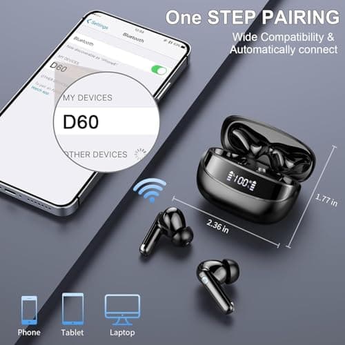 Wireless Earbuds Bluetooth Headphone, Bluetooth 5.4 Earbuds Noise Cancelling, 45H Deep Bass Stereo Sound Earphone Wireless Headphone with 4 ENC Mic, Dual LED Power Display, Type C Fast Charge Ear Buds — view 4