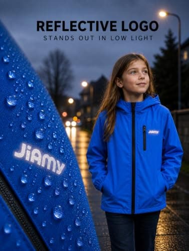 JiAmy Kids Water-repellent Hooded Jacket Lightweight 7-8 Years, Blue — view 6