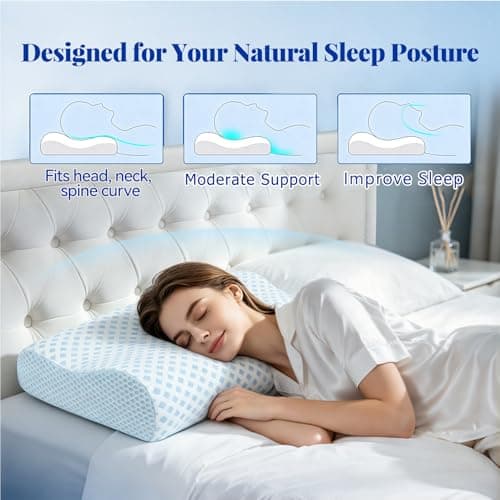 Wuly4ever Neck Support Pillow for Neck and Shoulder, Cervical Neck Pillow with Dual-Height Design for Side & Back Sleepers, Ergonomic Orthopedic Memory Foam Pillow Featuring a Cooling Removable Cover — view 2