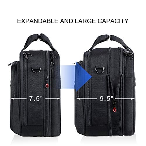 KROSER Laptop Bag Premium Laptop Briefcase Fits Up to 17.3 Inch Laptop Expandable Water-Repellent Shoulder Messenger Bag Computer Bag for Travel/Business/School/Men/Women-Black — view 4
