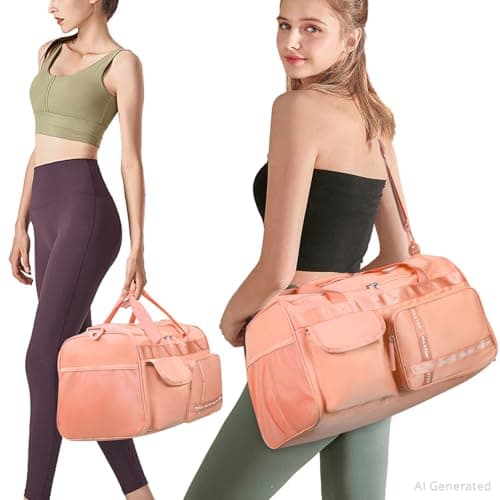 MAXTOP Travel Duffle Bag for Women Carry On Tote Weekender Overnight Bag Large Capacity Duffel Bag With Shoe Compartment,Gym Tote Bag with Dry and Wet Separation, Orange, L Size, Gym Bag — view 2