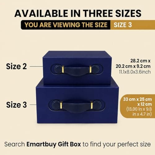 Emartbuy Blue Folding Magnetic Gift Box with Faux Leather Handle – 33 x 25 x 12 cm – Fits Hampers, Books & Mid-Size Gifts – Birthdays Weddings Christmas Corporate Gifting Trade — view 4