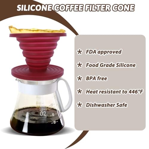 Coffee Dripper, Foldable Silicone Coffee Dripper Foldable Travel Pour Over Maker Reusable Filter Camping Makers for Backpacking Camping Travel Home Office — view 5