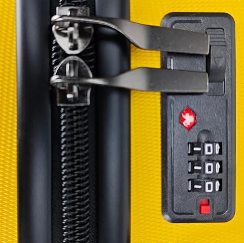 Suitcase Set of 3 Suitcases - Luggage Sets 3 Piece Hardshell - Lightweight Suitcase Sets with Lock - Large Medium Small Suitcases 4 Wheels Case and Hand Luggage set (Yellow - Black, Set of 3) — view 3