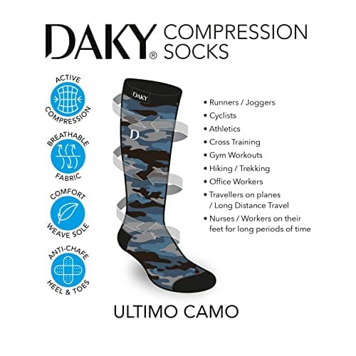 DAKY Compression Socks for Men Women - Athletic, Hiking, Walking, Running, Sports - Travel, Flight, Pregnancy Socks (Ultimo Camo, S/M) — view 2