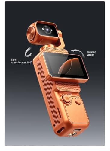 Linhexis 1080P Vlogging Camera with 180° Auto-Rotating Lens(Orange) — view 4