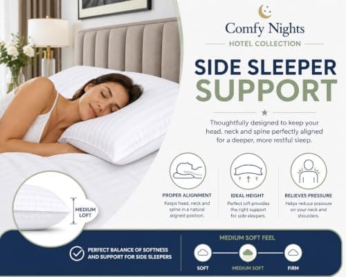 Comfy Nights Pillow 8 Pack Hotel Quality Stripe Bed Pillows Hypoallergenic & Anti Dust Mite Resistant Firm Support Side Sleeper Bounce Back Pillow (Pack of 8) — view 6