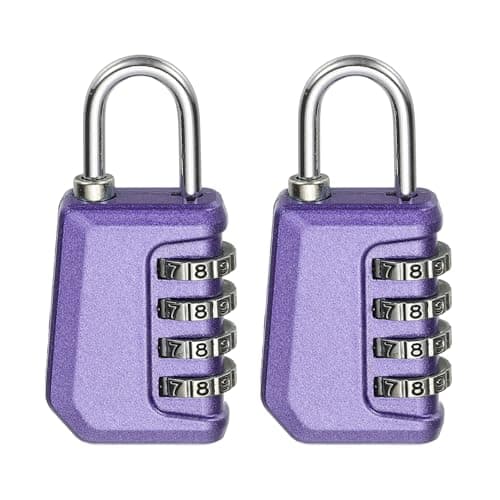 sourcing map Combination Lock, 4 Digit Padlock Combination Outdoor Waterproof Locker Lock for Gym Luggage Home Sports Hasp Storage, Pearl Purple Pack of 2