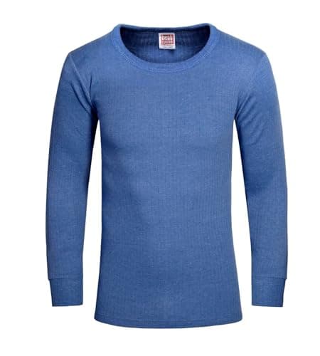 Mens Thermal 2 Pack Underwear Vests Long Sleeve Tops, Thermal T-Shirt Warm Underlayer Winter Thermals Base Layer Clothing Men Vest Top Size S-XXL (L Blue) — view 3