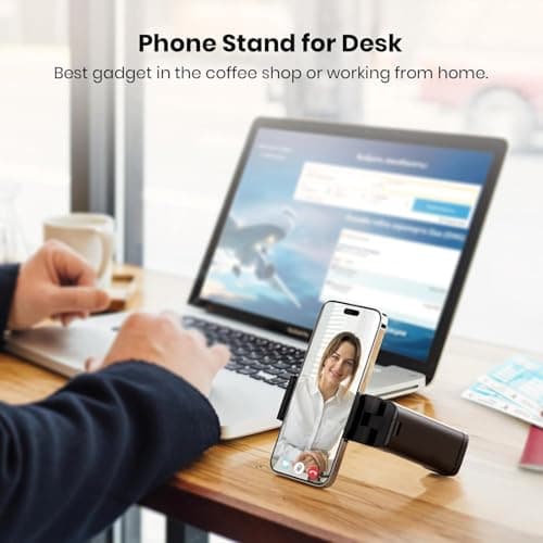 Orco Universal Airplane Phone Holder Mount - 360° Rotating Travel Essential for Flying, Desk & Kitchen - Adjustable Folding Cell Phone Stand for iPhone 15 14 13, Samsung & Android Devices - Black — view 5