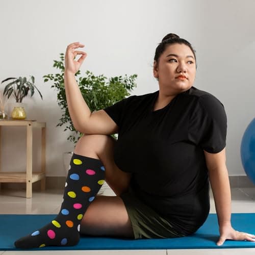 Plus Size Compression Sock For Men: Women Graduated Compression Stockings for Support Flight Travel Running Pregnancy Sports Edema Nurses Seniors Athletic Socks 20-30 mmHg Black 4XL 1Pairs — view 5
