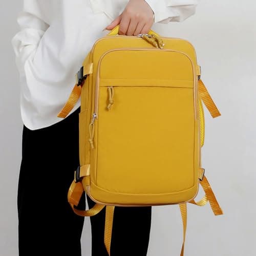 Treer Ryanair Cabin Bags 40x26x20 Underseat Travel Backpack Cabin Bag Carry on Water Resistant Hand Luggage for Airplanes, Multiple Pockets Comfort Rucksack for Men Women (Yellow,40x26x20cm) — view 2