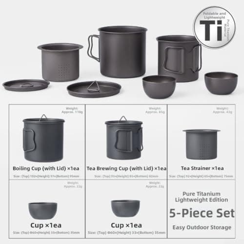 Lightweight Pure Titanium Tea Set for Camping Hiking(Coffee Pot) — view 5