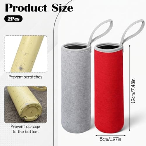 Qulkws 2 Pcs Insulated Water Bottle Carrier Bag 19oz Neoprene Water Bottle Sleeve Portable Nylon Bottles Cover for Glass Stainless Steel Plastic Bottles(Red, Gray) — view 3