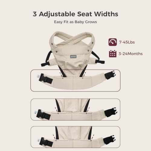 Momcozy Baby Carrier for 3-24M/3.2-20kg, Waist 64-127cm, Cotton Khaki — view 3