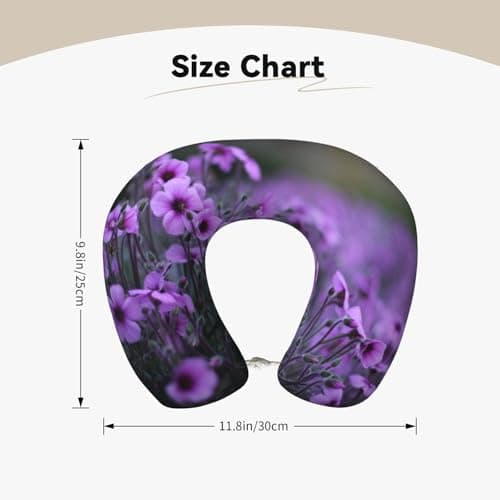 AUGUSTRUSH Memory Foam Neck Pillow - Travel Pillow With Adjustable Clasp, Removable Washable Cover For Airplane Office Car, Ergonomic Support Comfortable U-Shaped Pillow, Lavender Bouquet Print — view 4