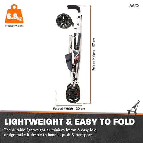 MobiQuip XL Disability Pushchair, Blue - Special Needs Stroller for Older Children up to 50kg - Lightweight Folding Aluminium Frame - Adjustable Footplate & 5-Point Harness - Smooth & Portable — view 3