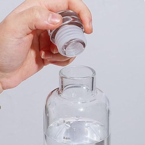 1 Litre Glass Water Bottle with Glass Lid | Large-capacity 34oz Desk Bottle With Time Markings | BPA Free Drinkware 1000 ml — view 6