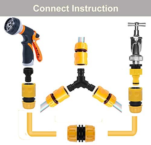BABADU Garden Hose Pipe Connector Kit 20 Pack: Hoses Nozzle, Hose Repair Connector, Quick Connect, Y Splitter, Male Threaded Adapter, Male&Female Connectors, 2 Way Tap Fittings,Multi Faucet Connectors — view 3