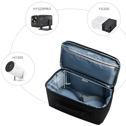 Eroshoo HY300/HY320 Projector Bag Case,Mini Projector Portable Carrying Case for Outdoor/Home,with Accessories Storage Pockets for Most Projectors Carry Case,Waterproof/Shockproof Protable Case Cover — view 6