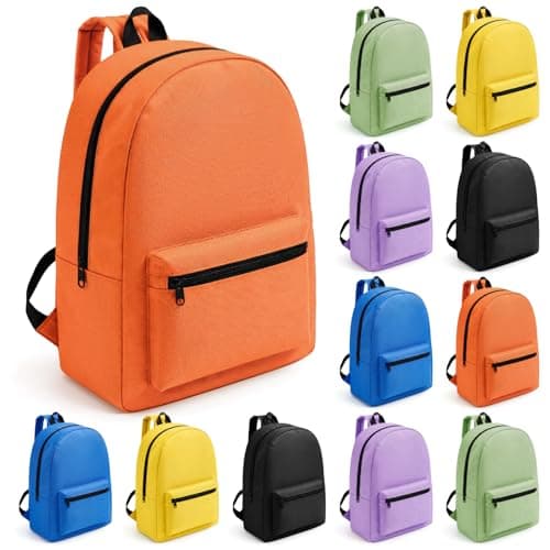 BAYSING 12 Pack Bulk Backpacks, Wholesale 17-Inch Lightweight Bookbags for Daily Use, Travel, Gym, Outdoor Activities, Events & Corporate Bundles, 6 Assorted Colors