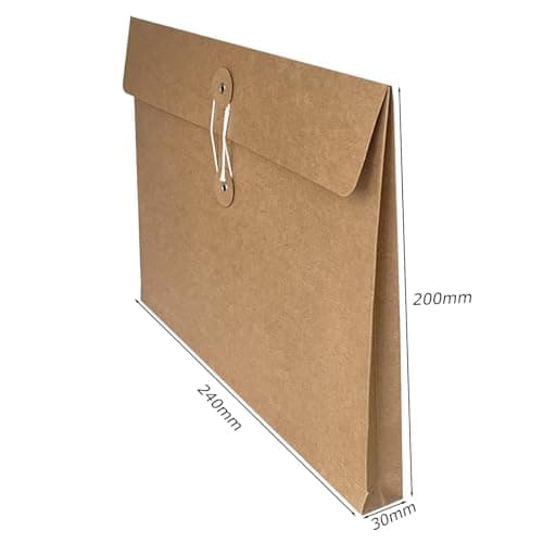 10Pcs A4 Kraft Paper Document Bags Khaki File Wallet Folders Pockets Paperwork Organiser with String Business Report Holder Closure Envelope Letter Storage Pouch Foolscap Bag for Office School — view 2