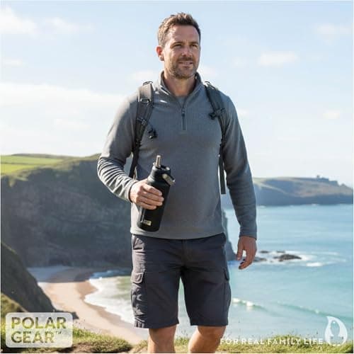 Polar Gear 740ml Insulated Water Bottle with Straw Double Wall - Black — view 3