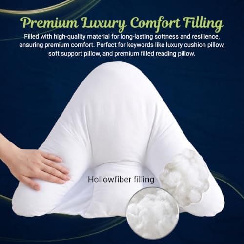 Lancashire Bedding Luxury Batwing Pillow with Polycotton Cream Pillowcover - Orthopedic Back, Neck, Shoulder Support | Soft Fluffy Cushion | Hollowfiber Filled 72 X 84 Cm Bed Pillow — view 5