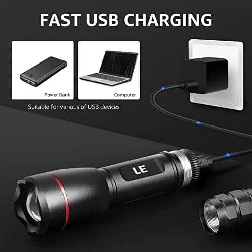 Lepro Torch Rechargeable, 1000 lm Super Bright Flashlight, Adjustable Focus — view 2