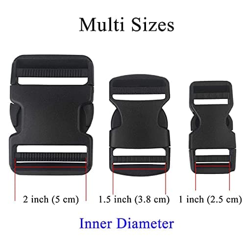 BEAULEGAN Plastic Buckles 25 mm (Pack of 10) - Quick Side Release for Luggage Straps, Pet Collar, Backpack Repair, Dual Adjustable Ends, Black — view 2