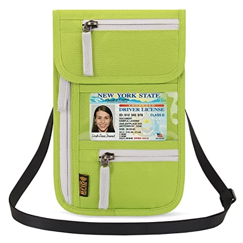 Arouselove Neck Wallet Lightweight RFID Blocking Waterproof Travel Pouch Passport Wallets for Women Men, A-Green, Lightweight Waterproof