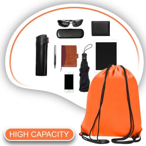 WESTWOOD FOX Drawstring Gym Bag String Bags Gym Sack Backpack PE Bags for Women Men Trainer Swimming Bag Travel Beach School Holidays Suitable for Sports,kids,Boys,Girls (Orange) — view 5