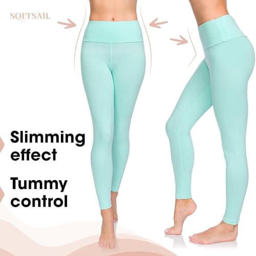 SOFTSAIL Leggings for Women High Waist Workout Leggings for Women Sports Yoga Pilates Running Jogging Fitness Tummy Control Activewear High Waisted Sports Pants for Ladies Gym Clothes Yellow, 20 — view 5