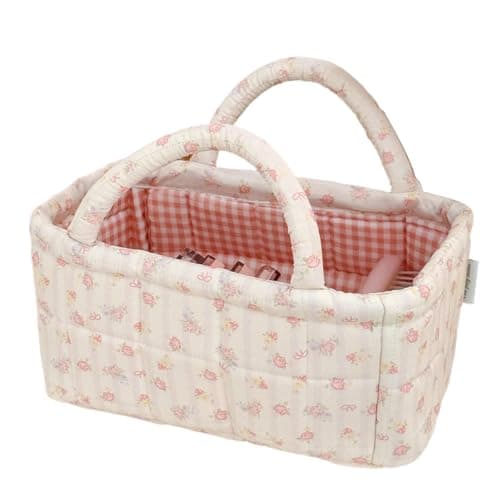 Large Capacity Foldable Cotton Storage Basket Quilted Tote Bag