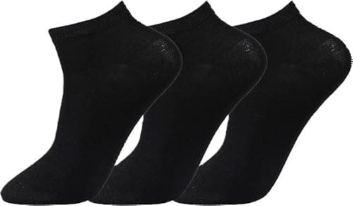 ArkXani Kids Trainer Socks, 3 Pairs, Low Cut, Sports Running, School Socks, Boys Girls, Casual (UK Size 12-3, Black) — view 6