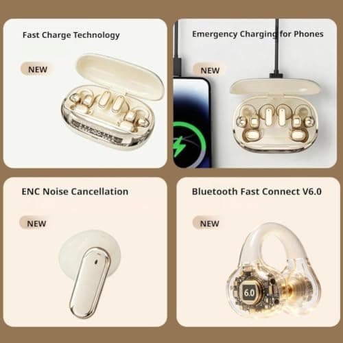 3-in-1 Bluetooth Wireless Earbuds Open-Ear Clip-On & Mini Sleep Headphones — view 6