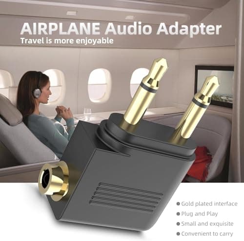 Peak Power Airplane Headphone Adapter (2 Pack) – Dual 3.5mm Airline Audio Jack Converter, 2-Prong Flight Adapter, Gold Plated Stereo Sound, Compatible with In-Flight Entertainment Systems — view 5