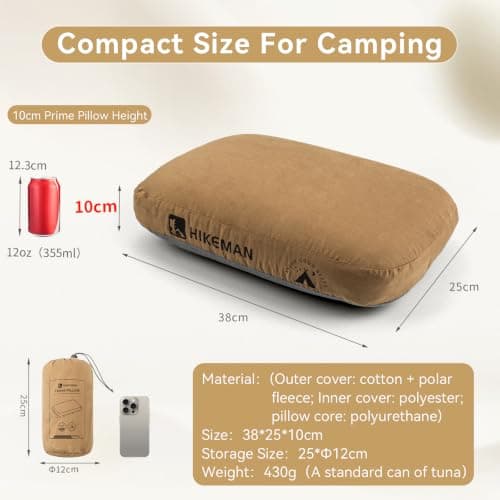 HIKEMAN Camping Memory Foam Pillow - Ultralight Travel Pillow Neck Support Pillow,Soft Ergonomic Sleeping Pillows for Camping,Car,Beach,Office (Grey) — view 2