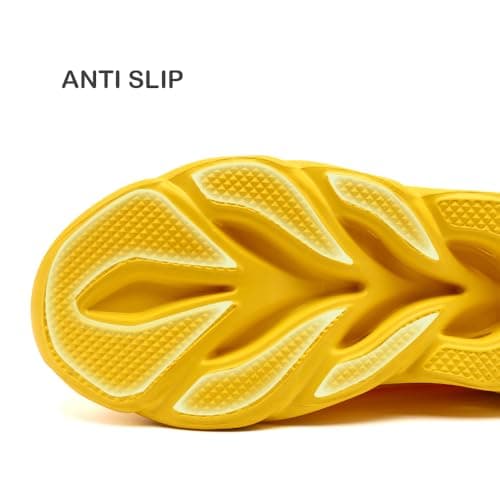 VGPSFN Mens Trainers Running Walking Shoes Sport Outdoor Casual Tennis Gym Hiking Shoes Lightweight Comfortable Fitness Sneakers for Men Fashion Work Athletic Jogging Yellow UK 9.0 — view 5