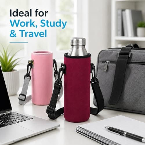Trevixor 4Pcs Water Bottle Carrier with Shoulder Strap, Canvas Bottle Holder Bag, Portable Sleeve Pouch for Travel, Hiking, Gym and Outdoor Use — view 6