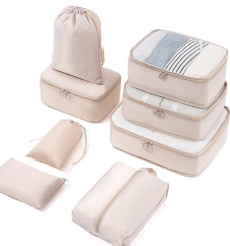 Meowoo 8-Piece Packing Cubes for Suitcases with Shoe and Toiletry Bags