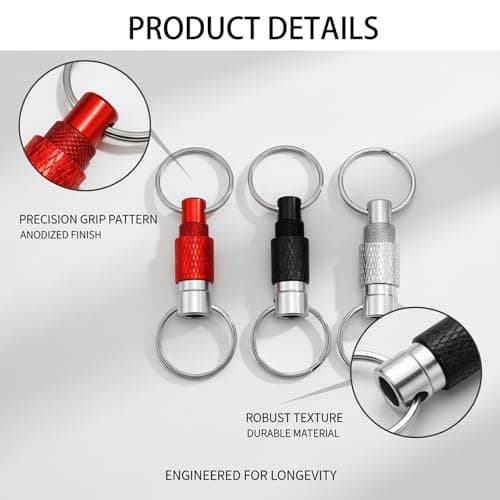 Tniytru 3 Pcs Quick Release Keyring, Quick Release Key Ring Set with Swivel, Key Holder Keyring for Keys, Car Fobs & Accessories — view 3