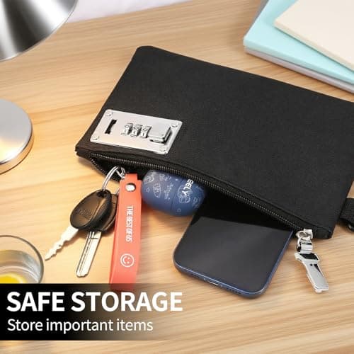 Money Bags, Travel Safe Bag Waterproof Safe Storage Pouch Document Bag Lockable Security Wallet with 3 Digit Code for Credit Card Cash Travel Passports Holder — view 6