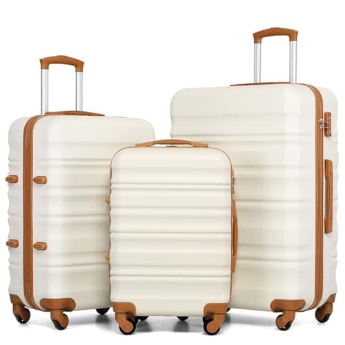 COOLIFE 3 Piece Hardshell Luggage Set, Suitcase Set with Smooth 4 Wheels