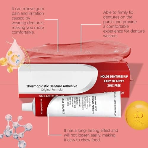 Thermoplastic Denture Adhesive Cream, Teeth Filling Repair Kit, Dental Glue for Teeth, De/nture Silicone Reline K/it,Secure Den/ture Adhesive,Dentu/re Repair,De/nture Adh/esive#White — view 3