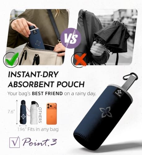 LILAC Mini Compact Folding Umbrella, Travel Pocket Rain Sun UPF 100+ UV — view 2