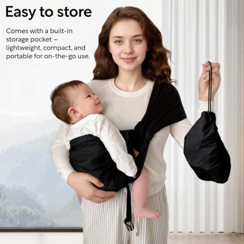 Baby Carrier Sling Newborn to Toddler Carrier - Ergonomic Hip Carrier & Baby Carrier in Premium Breathable Mesh, Summer Baby Carrier with Hip Seat, Cooling & Non-Slip, 0-36 Months — view 4