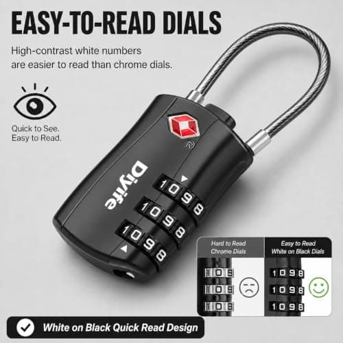 Diyife TSA Approved Luggage Locks with Flexible Steel Cable, Easy to Set up — view 2