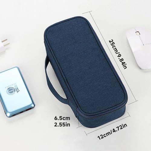 Teskyer Travel Tech Pouch, Protable Cable Organiser Bag, Electronics Accessories Travel Organizer Case for Cable Charger Earphone Power Bank Hard Drive - Navy Blue — view 2
